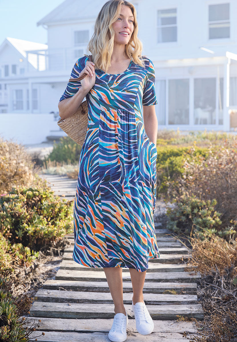 knee length dresses for ladies Lucy Short Sleeve Pull on Jersey Dress