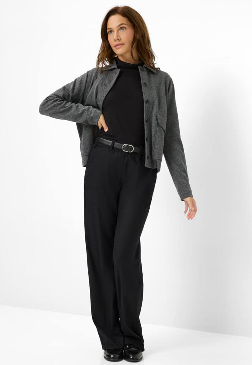 BRAX Pamina Wool Wide Leg Trouser - Black