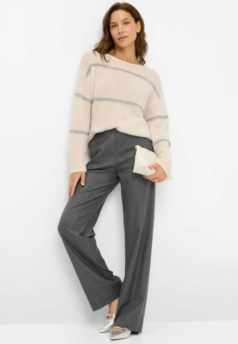 BRAX Pamina Wool Wide Leg Trouser - Charcoal