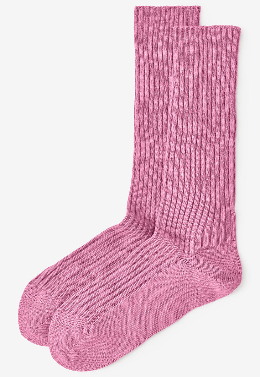 FALKE Cosy Wool Ribbed Boot Socks - Peony Front View