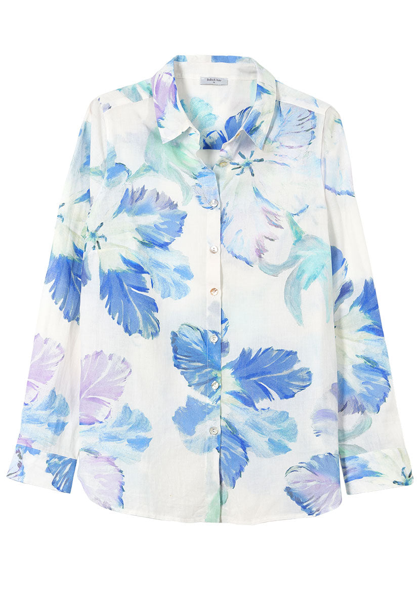 Georgia Long Sleeve Button Through Cotton Shirt - Nicosia Print