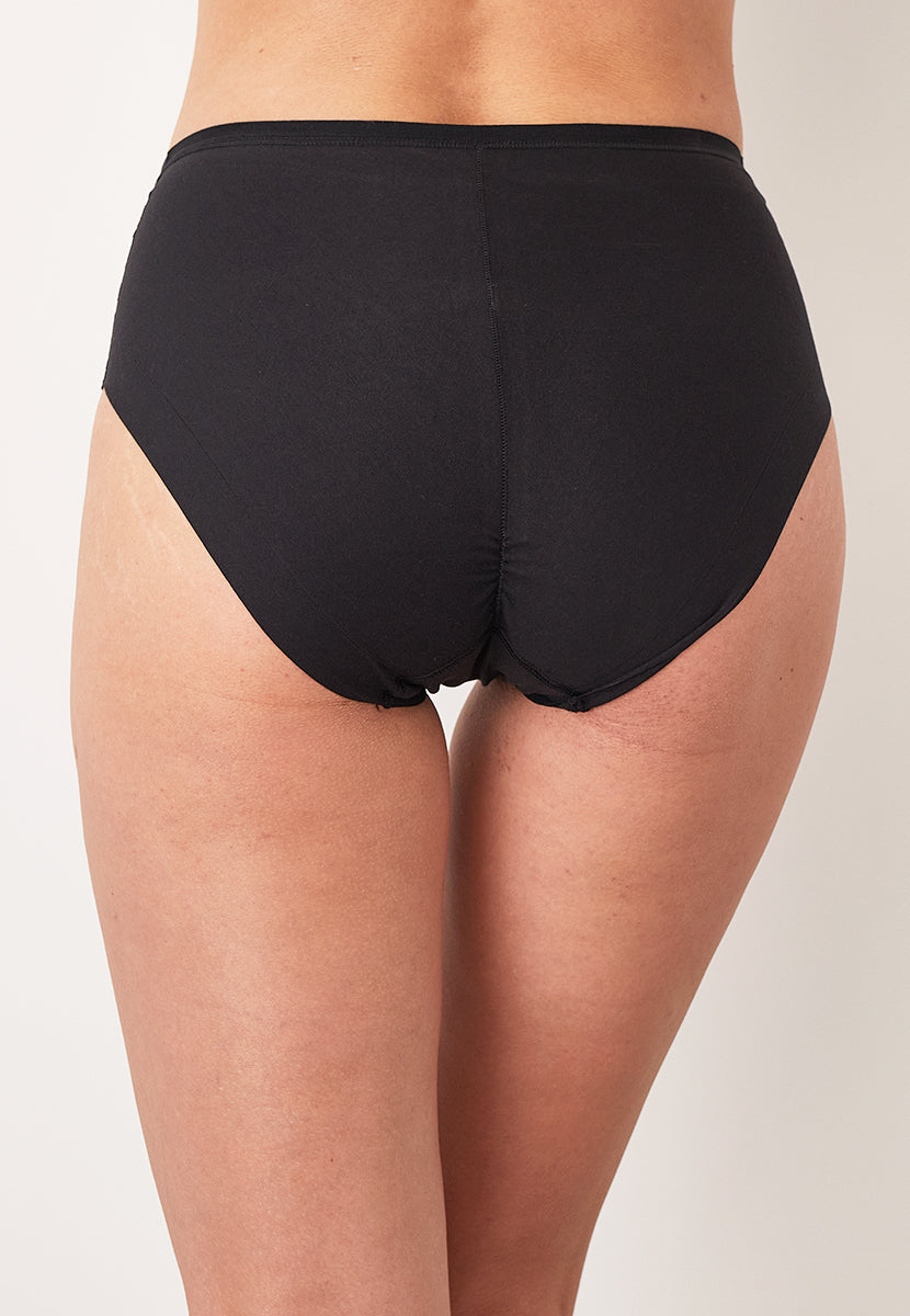 Janira - 2 Pack No VPL Stretch Cotton Full Brief - Black Back View