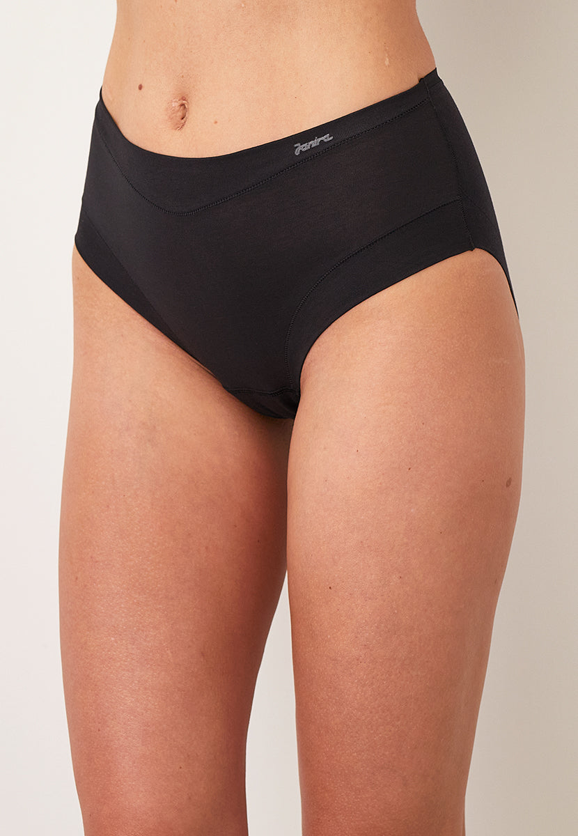 Janira - 2 Pack No VPL Stretch Cotton Full Brief - Black Side View