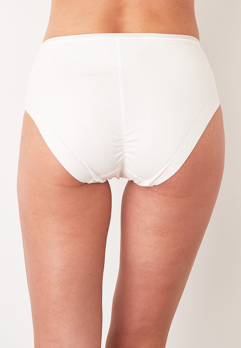 Janira - 2 Pack No VPL Stretch Cotton Full Brief - White Back View