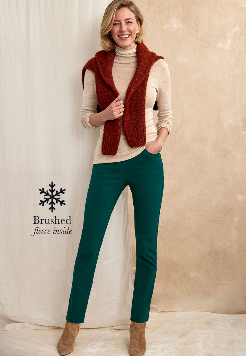 Hayley Fleece Lined Trouser Winter Teal Front View
