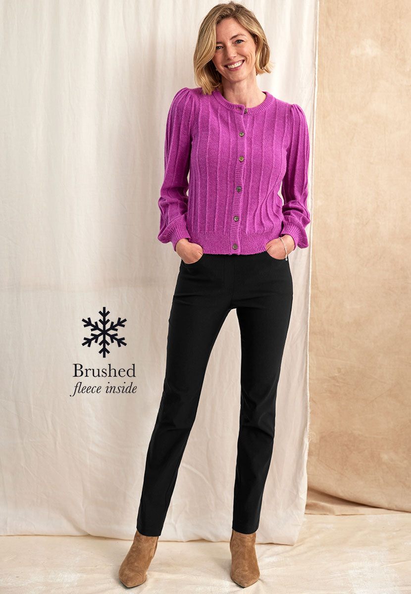Hayley Fleece Lined Trouser Black Front View
