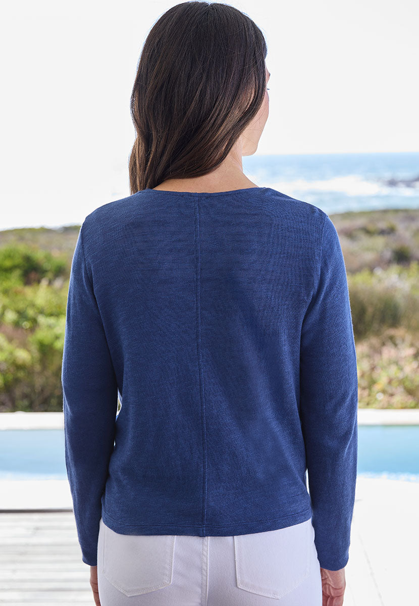 Julie Long Sleeve Jersey Shrug - French Navy