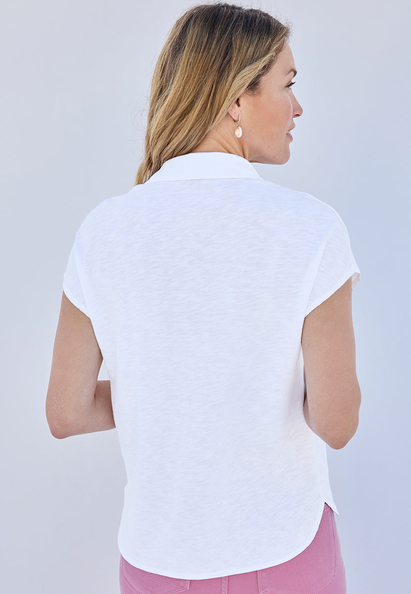 Katrina Pure Cotton Short Sleeve Top - White