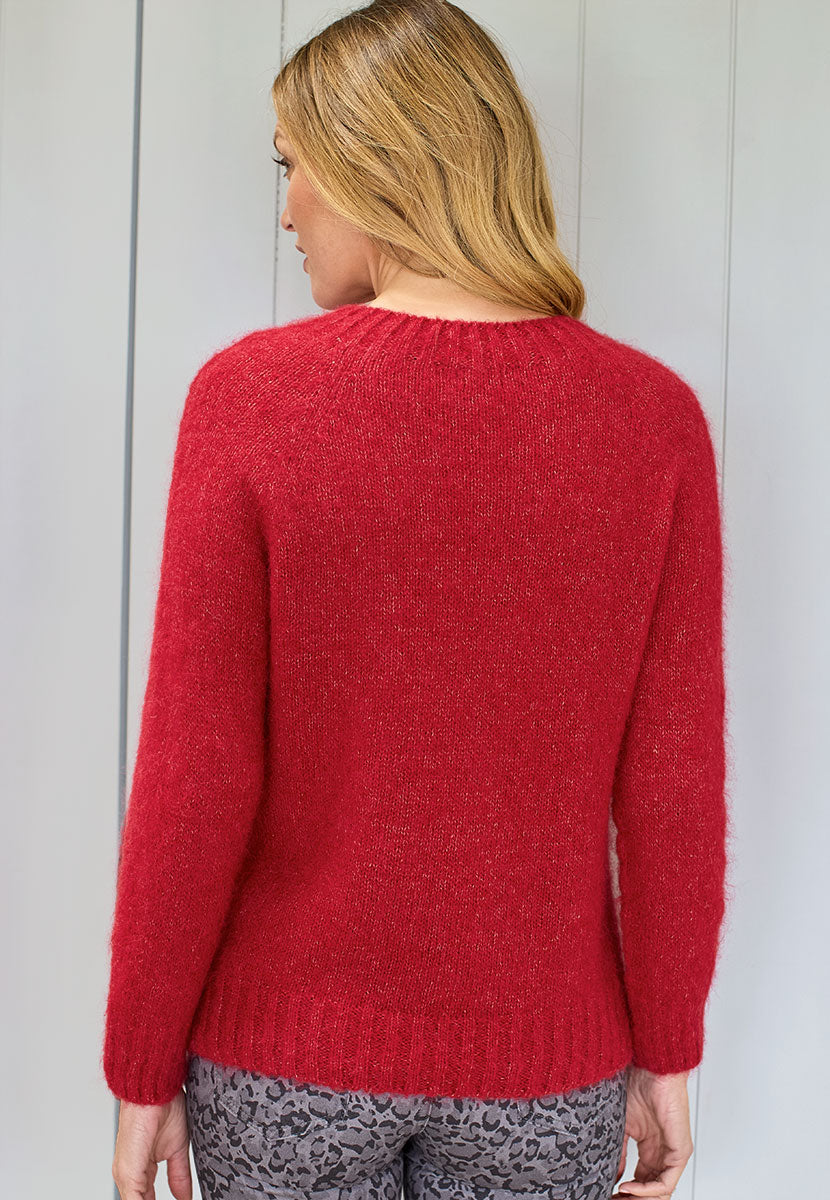 Alessia Long Sleeve Alpaca Knit Jumper - Cherry Back View
