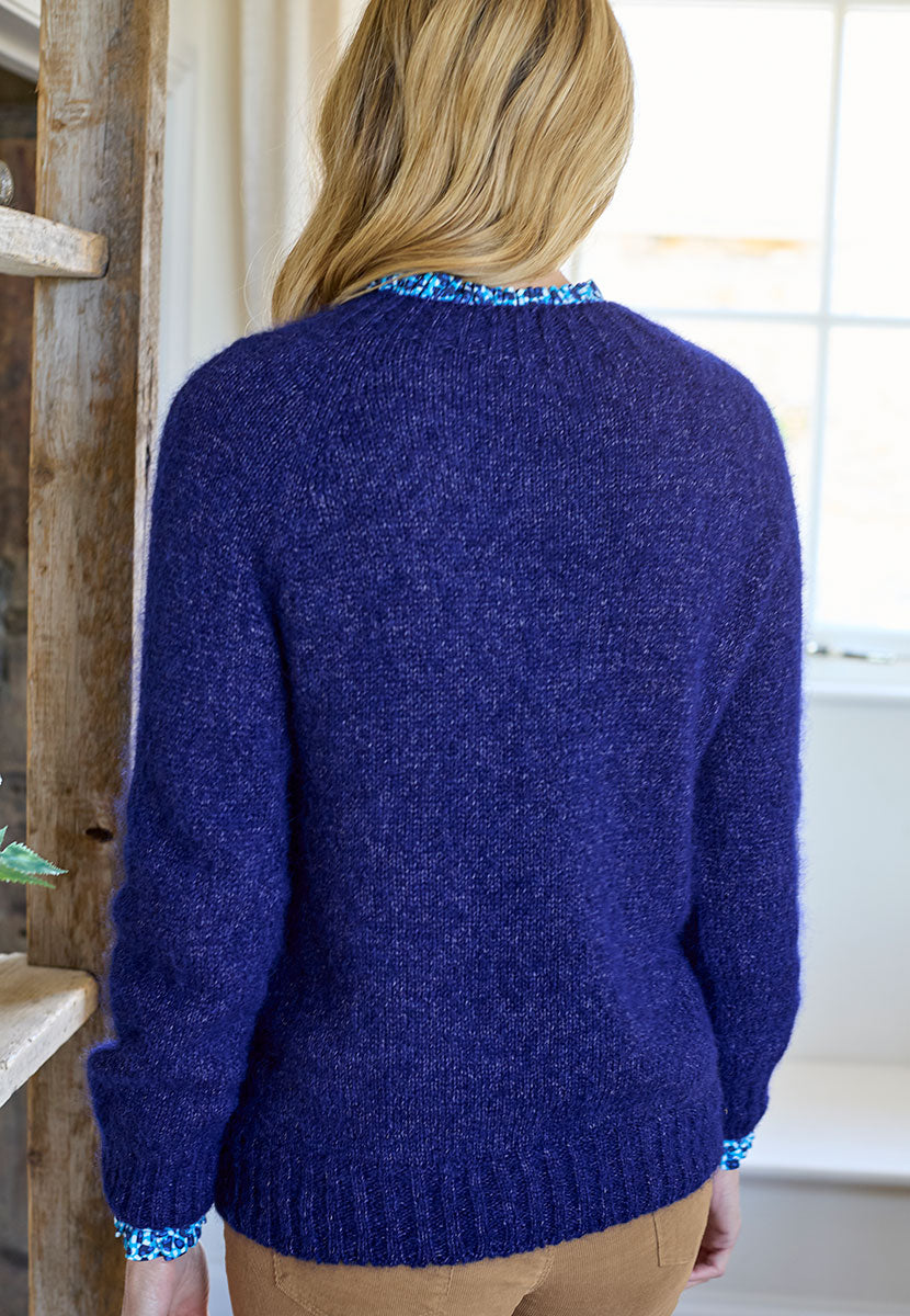 Alessia Alpaca Knit Jumper - Midnight Crafted in the UK From Fluffy Peruvian Alpaca-Rich Blend Seamless Easy-Wear Crew Neck Jumper Back View