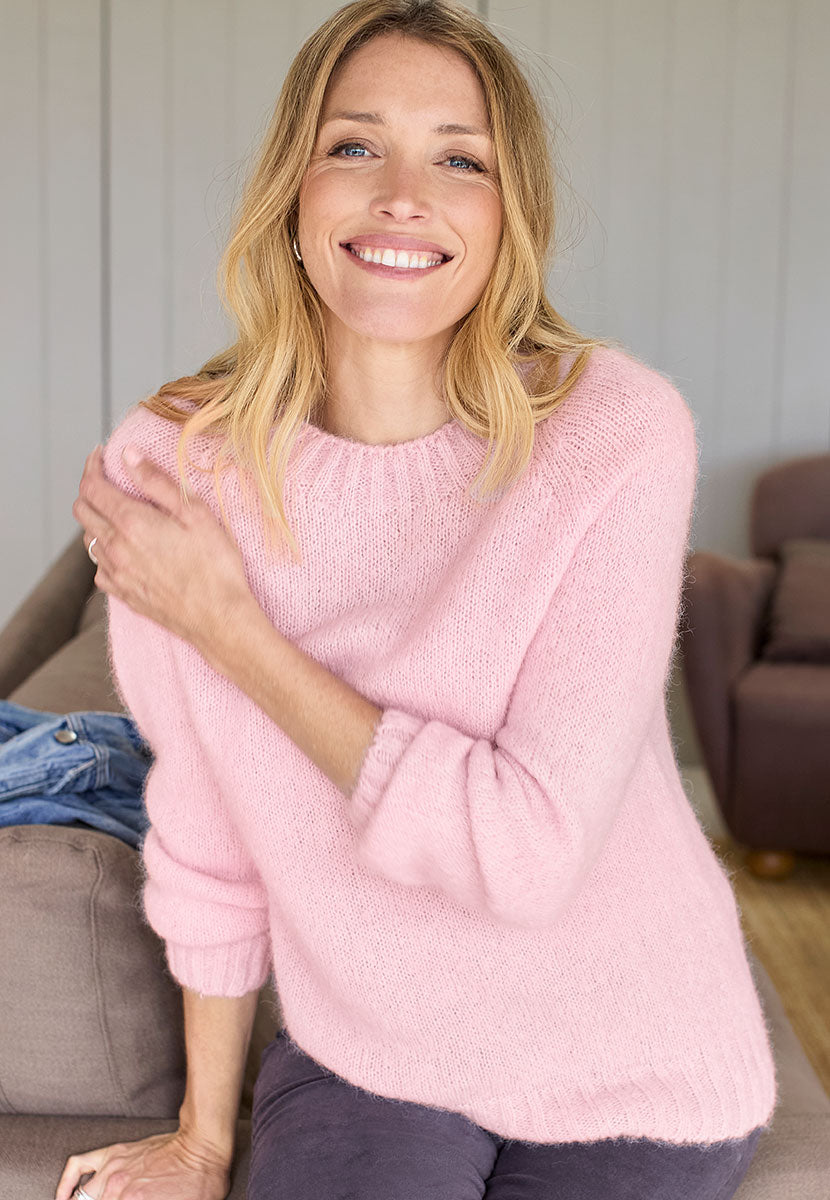 Alessia Long Sleeve Alpaca Knit Jumper - Pale Pink
