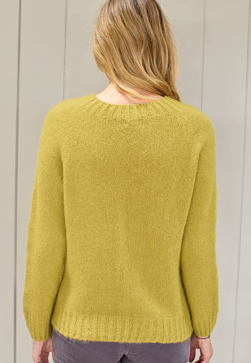 Alessia Long Sleeve Alpaca Knit Jumper - Soft Olive Back View