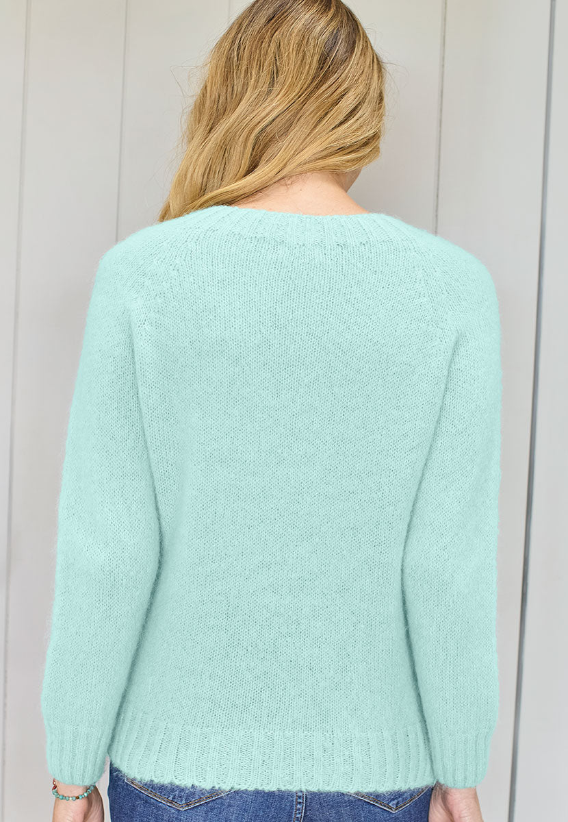 Alessia Long Sleeve Alpaca Knit Jumper - Winter Sage Back View
