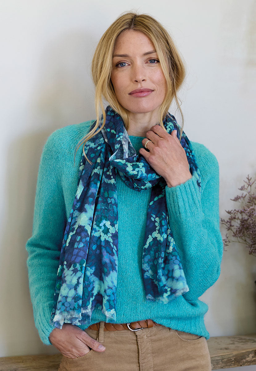 Alessia Alpaca Knit Jumper - Winter Turquoise Crafted in the UK From Fluffy Peruvian Alpaca-Rich Blend Seamless Easy-Wear Crew Neck Jumper
