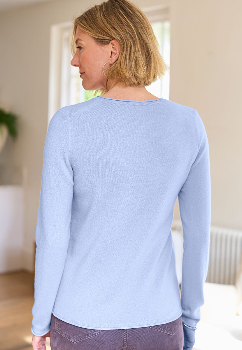 Aliana Long Sleeve Cashmere Jumper - Soft Blue