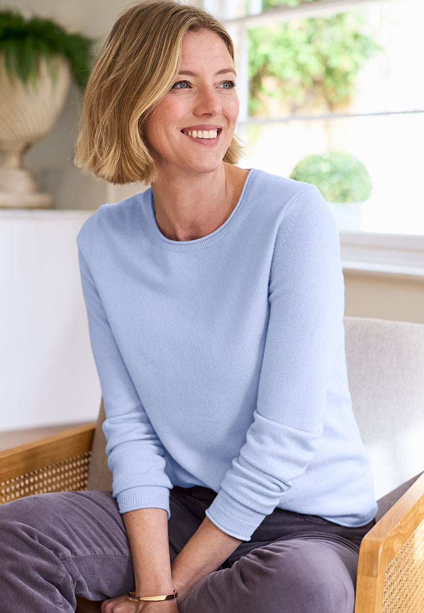 Aliana Long Sleeve Cashmere Jumper - Soft Blue