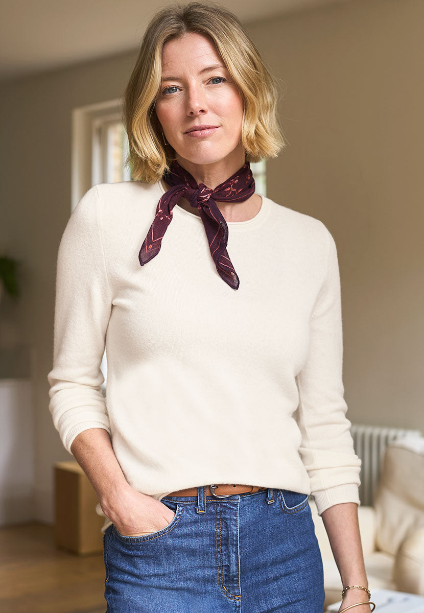 Aliana Long Sleeve Cashmere Jumper - Winter Ivory