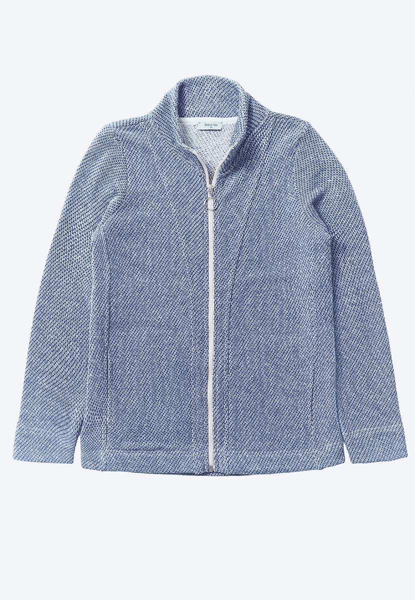 Amalia Zip Through Cotton Sweatshirt - Denim
