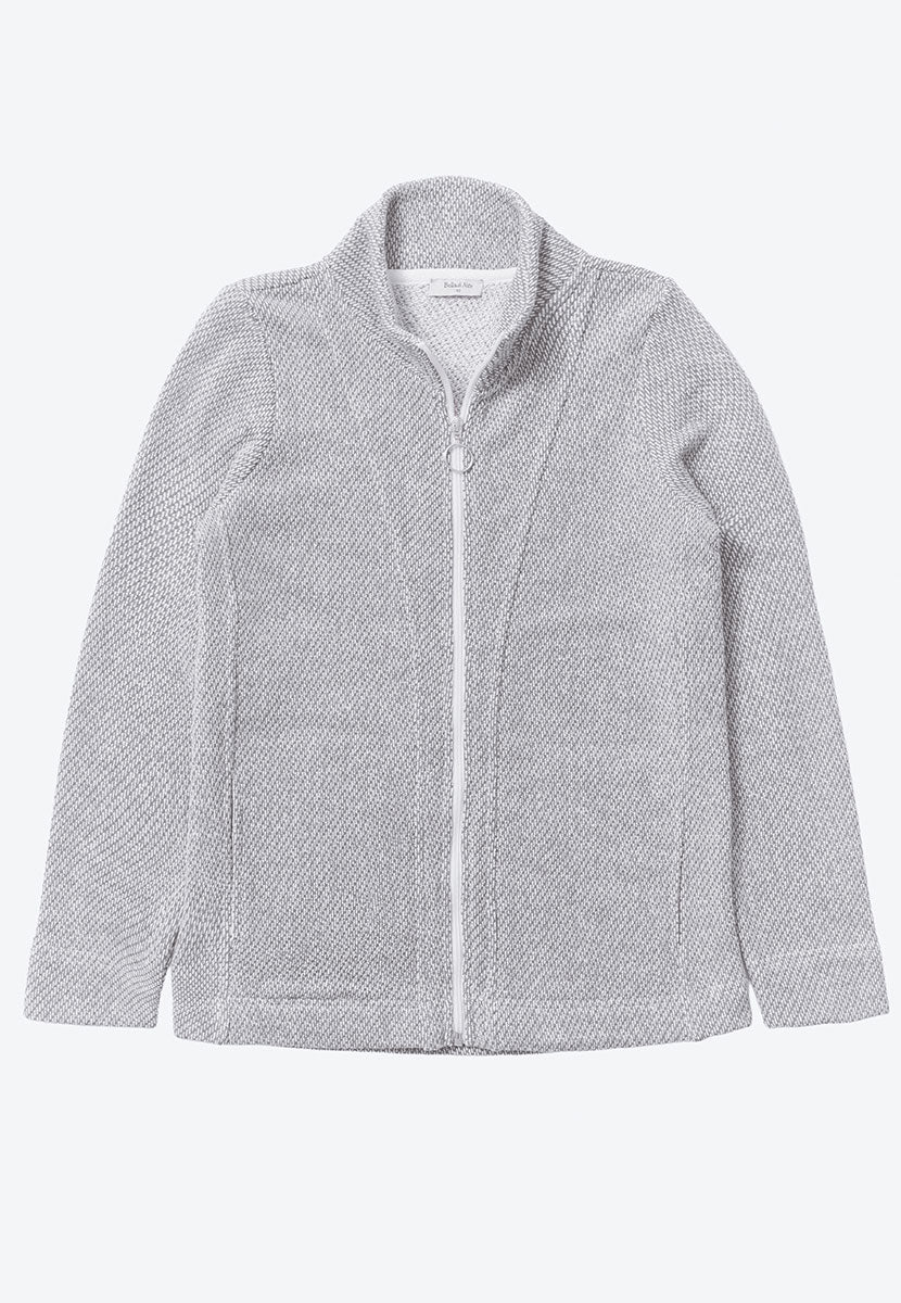Amalia Zip Through Cotton Sweatshirt - Silver Grey