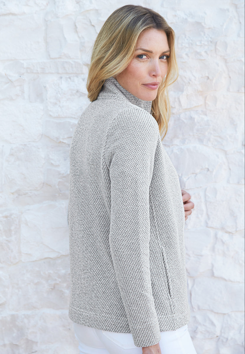 Amalia Zip Through Cotton Sweatshirt - Silver Grey