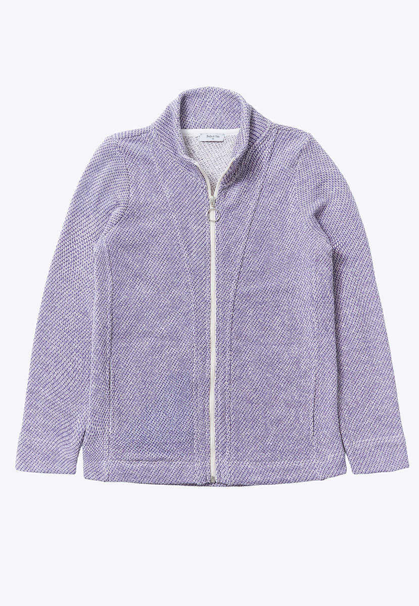Amalia Zip Through Cotton Sweatshirt - Winter Heather