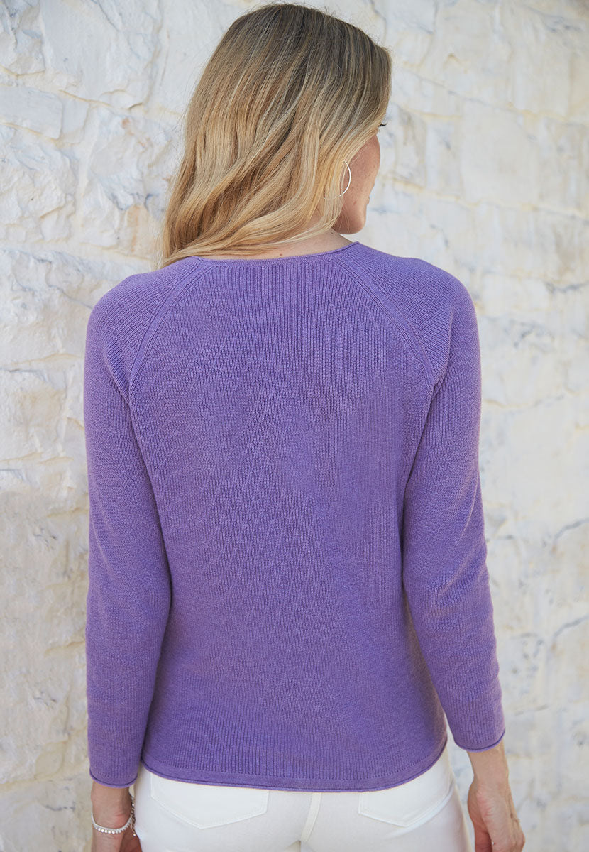 Amelie Pure Cotton Long Sleeve Jumper - Deep Lavender