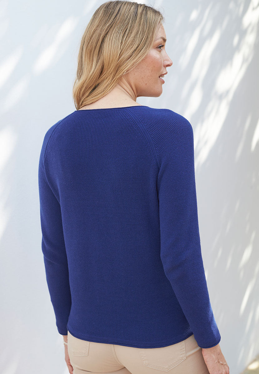 Amelie Pure Cotton Long Sleeve Jumper - French Navy