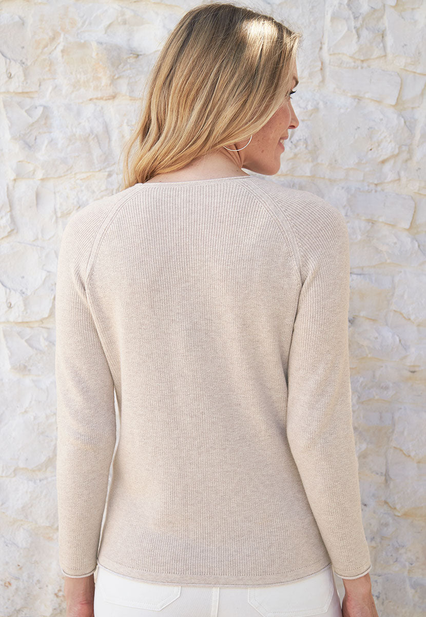 Amelie Pure Cotton Long Sleeve Jumper - Oatmeal