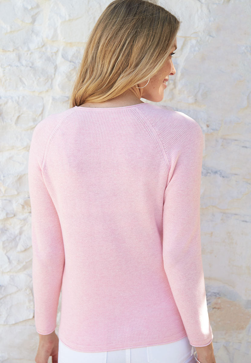 Amelie Pure Cotton Long Sleeve Jumper - Pink Blush