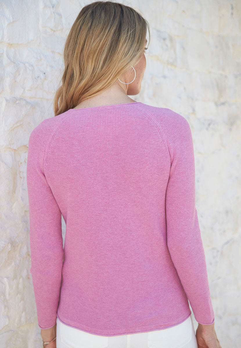 Amelie Jumper - Soft Orchid Pure Cotton Crew Neck – Bella di Notte