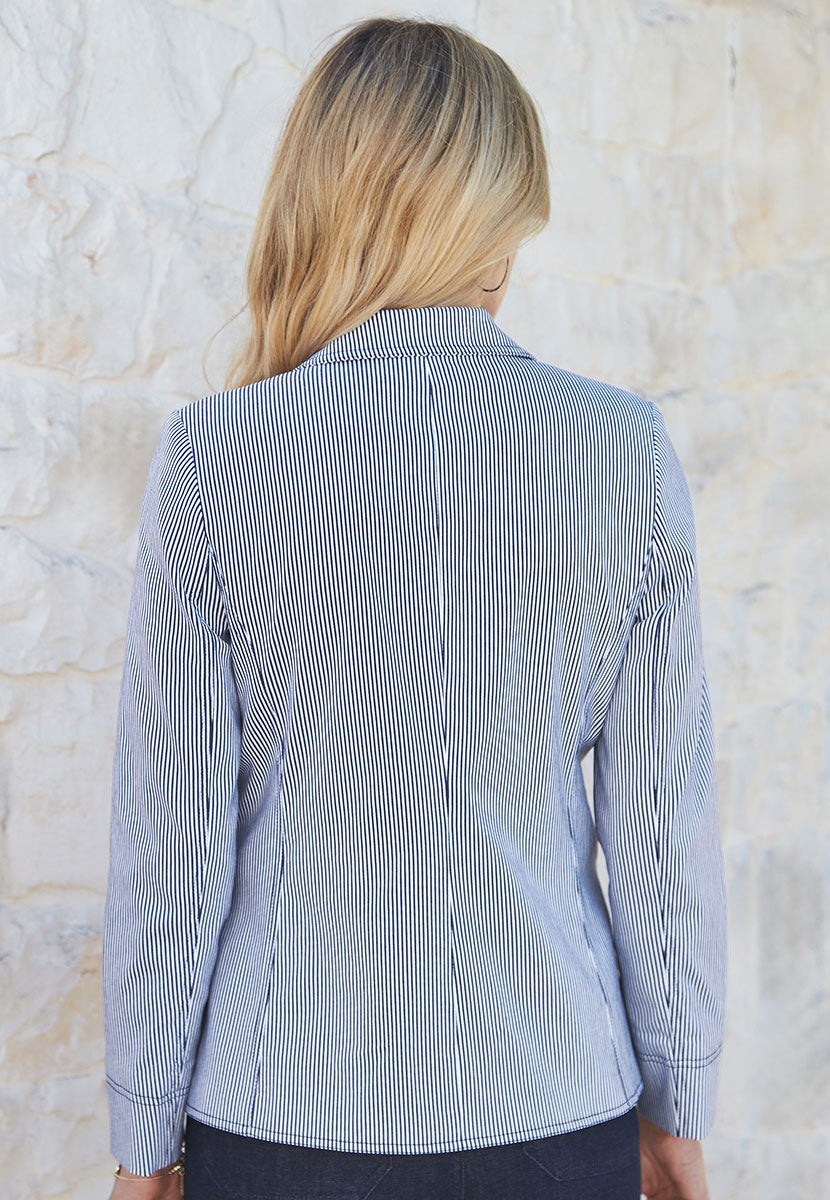 Athena Tailored Fit Blazer - Navy Stripe