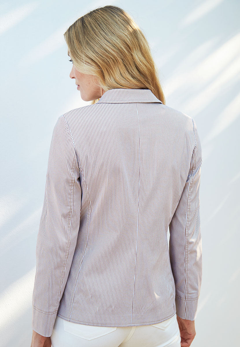 Athena Tailored Fit Blazer - Soft Almond Stripe