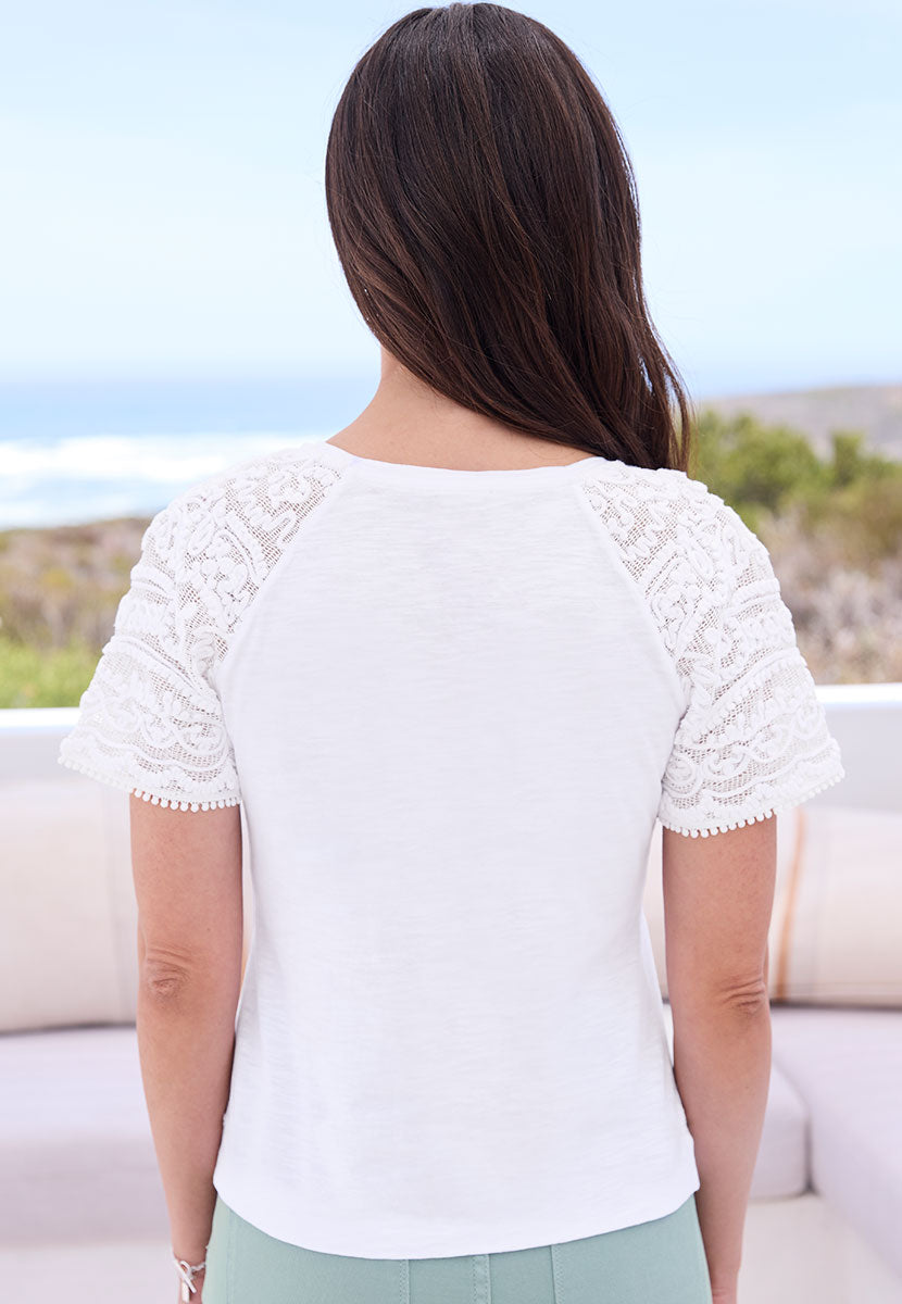 Aubrey Short Sleeve Pure Cotton Top - White