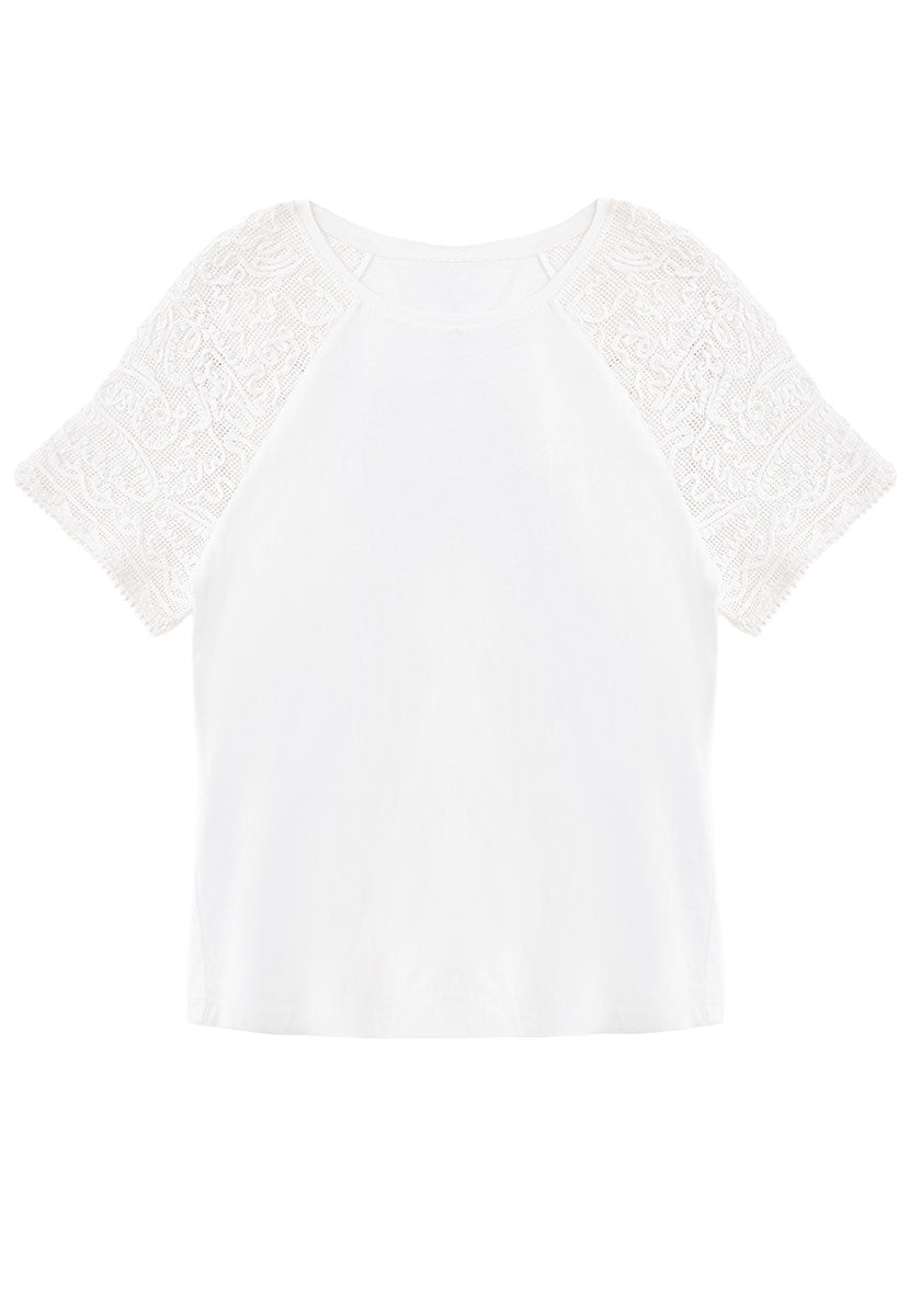 Aubrey Short Sleeve Pure Cotton Top - White