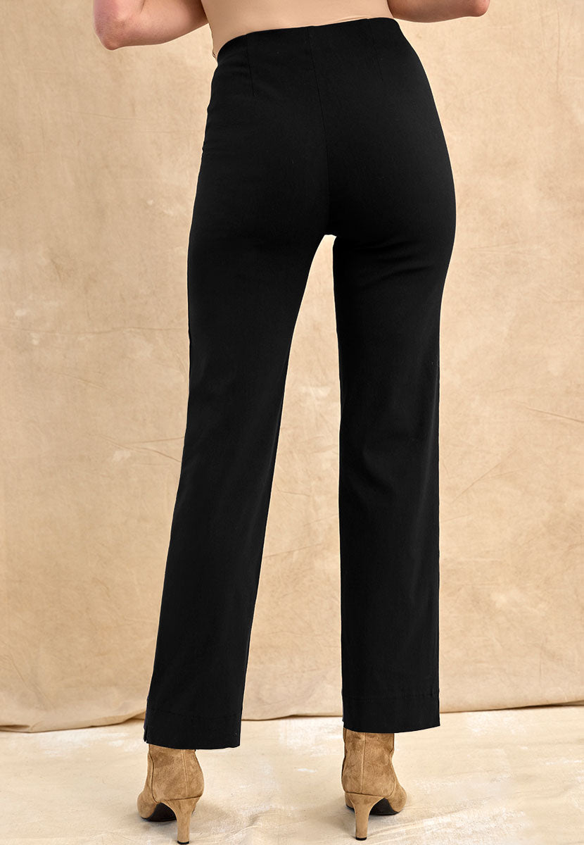 Ava Easy Fit Straight Leg Pull on Trouser - Black
