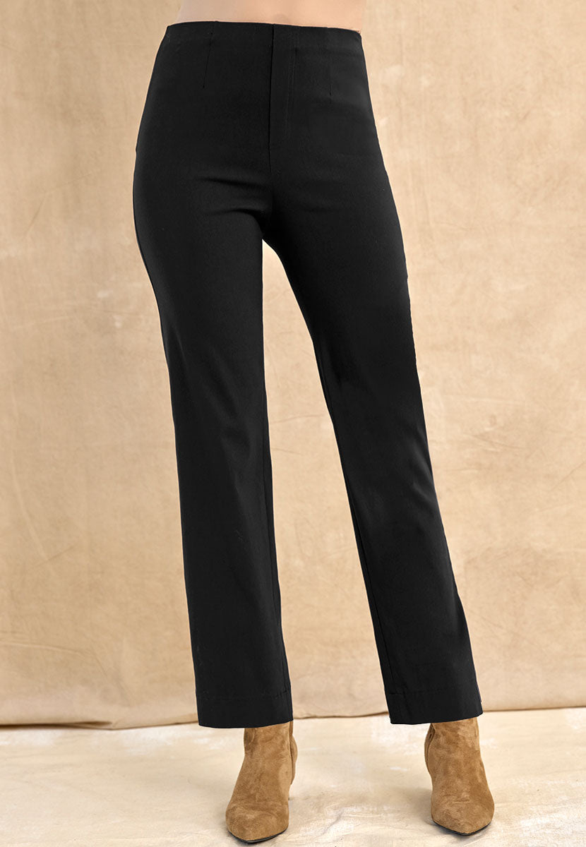 Ava Easy Fit Straight Leg Pull on Trouser - Black