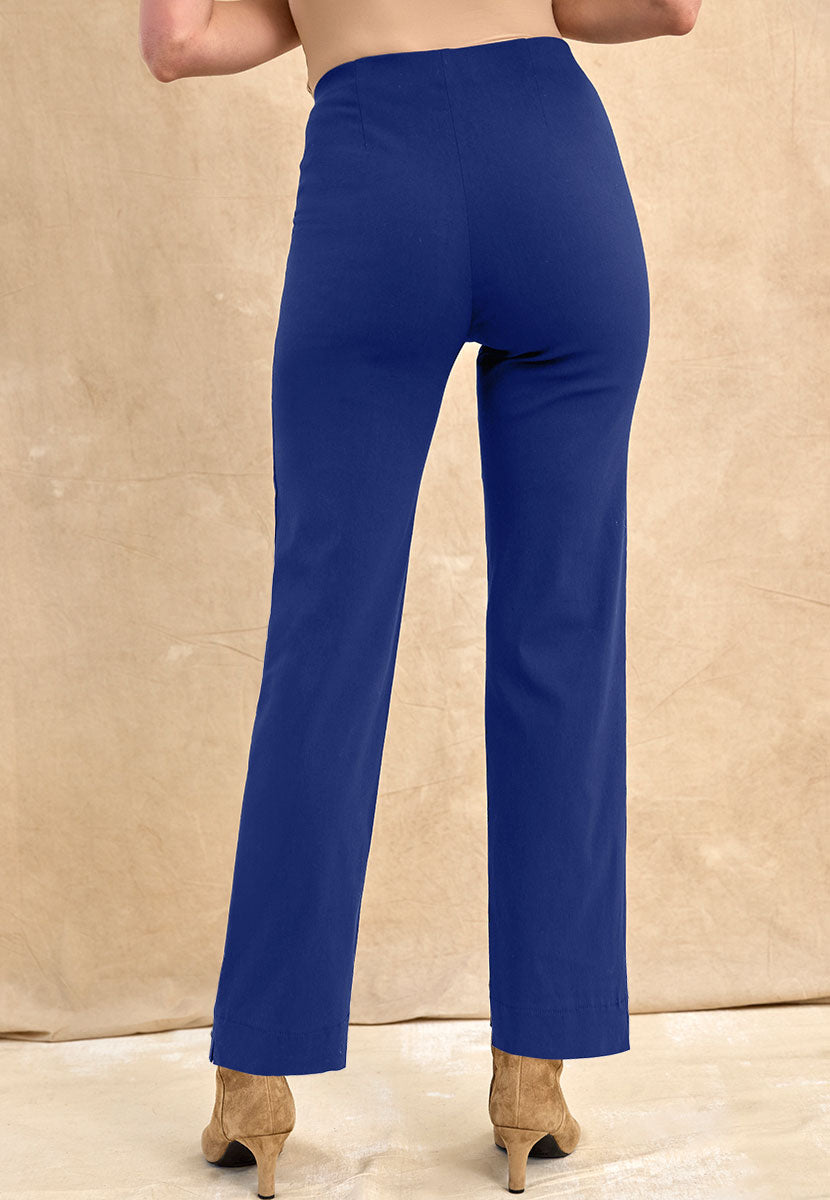 Ava Easy Fit Straight Leg Pull on Trouser - Lapis Blue Back View