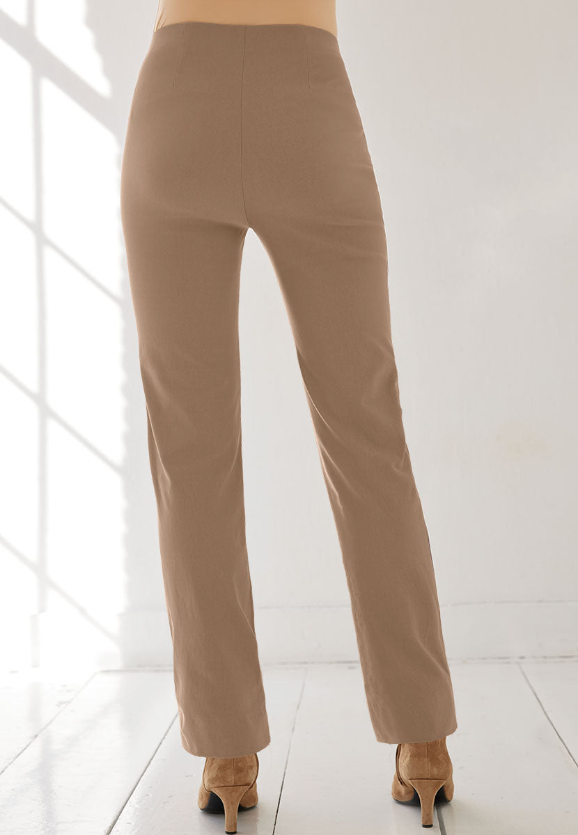 Ava Easy Fit Straight Leg Pull on Trouser - Soft Stone Back View