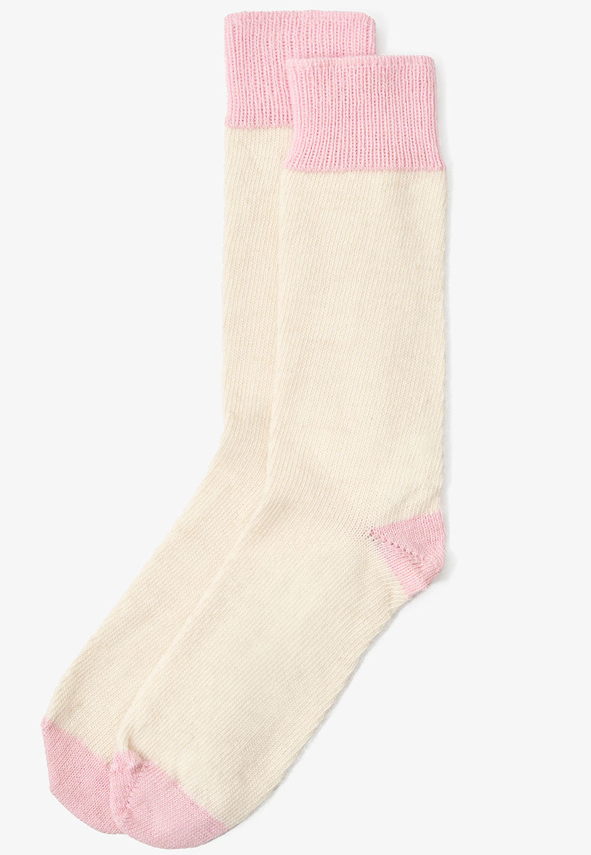 Cosy Alpaca Bed Socks - Ivory/Pink