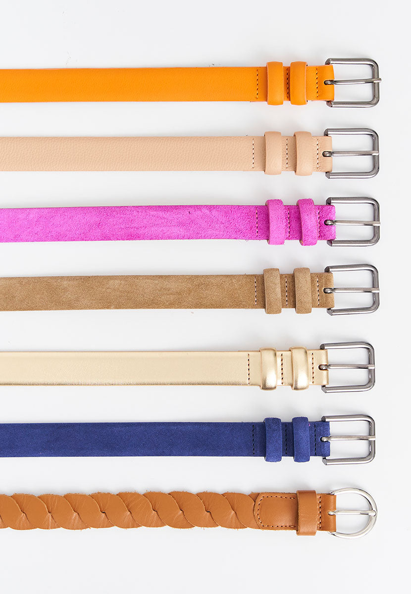 Leather Belt - Tangerine