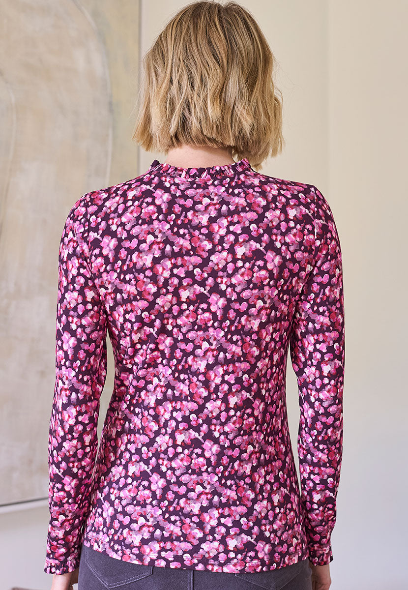 Bobbi Long Sleeve Frill Neck Top - Allegra Spot Print