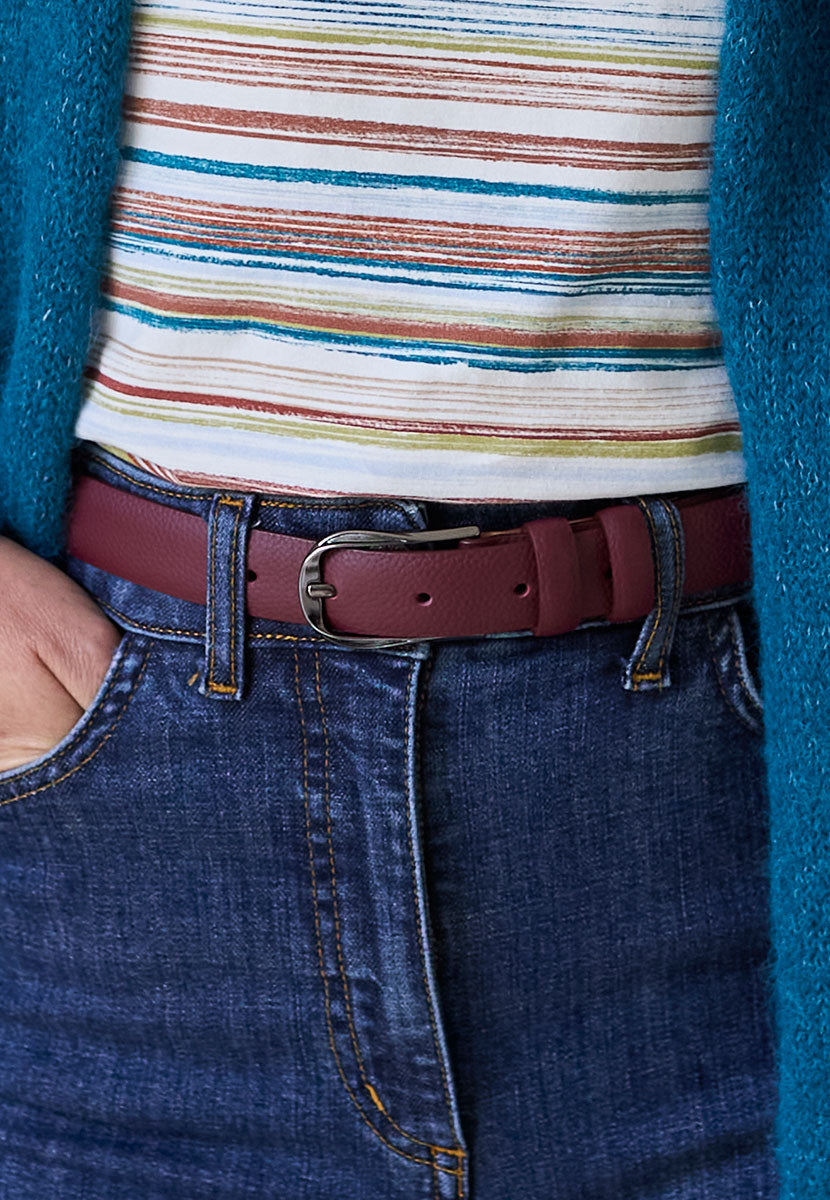 Leather Belt - Bordeaux Front View