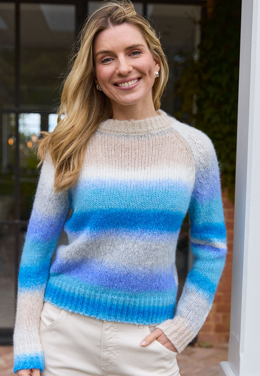 Bria Ombre Jumper - Blue Ombre Stripe