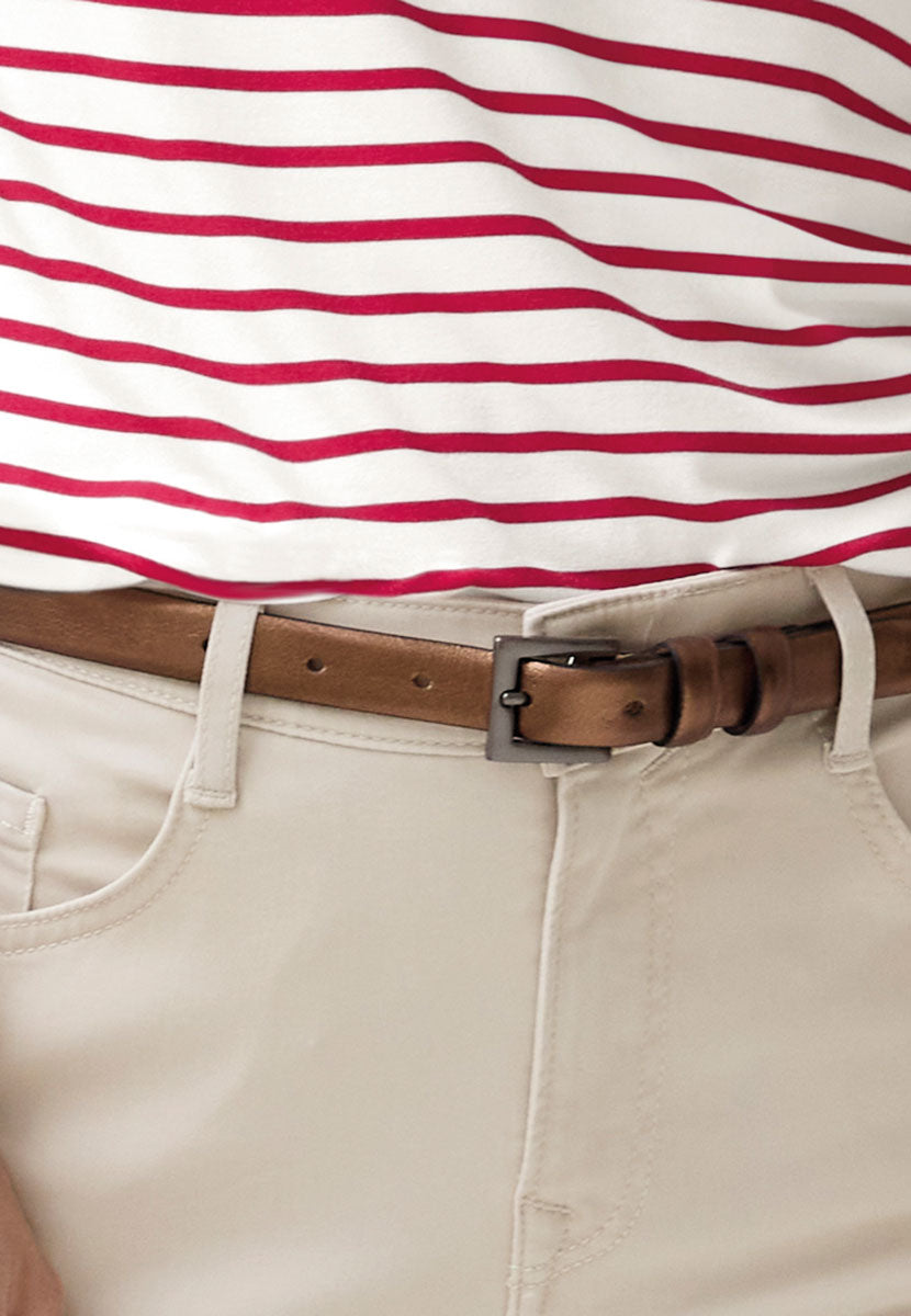 Metallic Leather Belt - Bronze