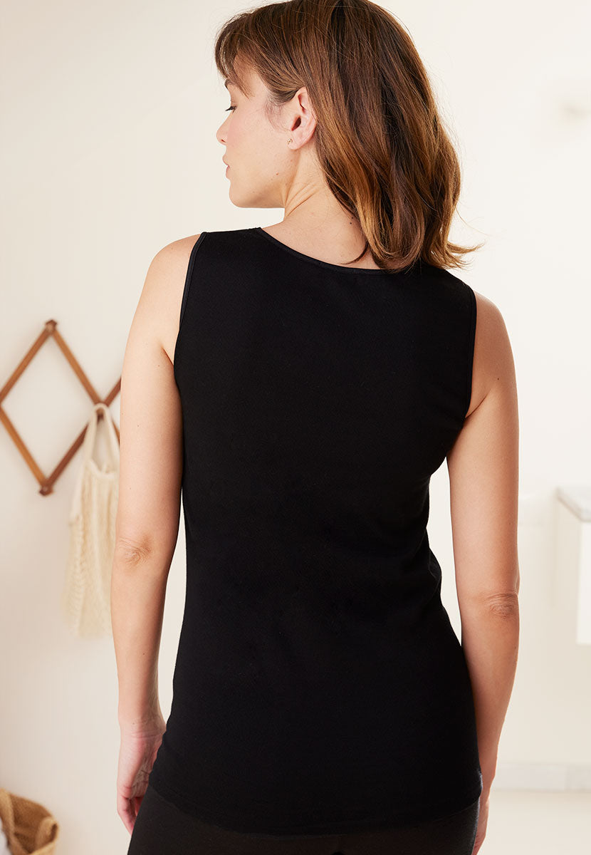 Carla Merino Sleeveless Vest - Black Back View