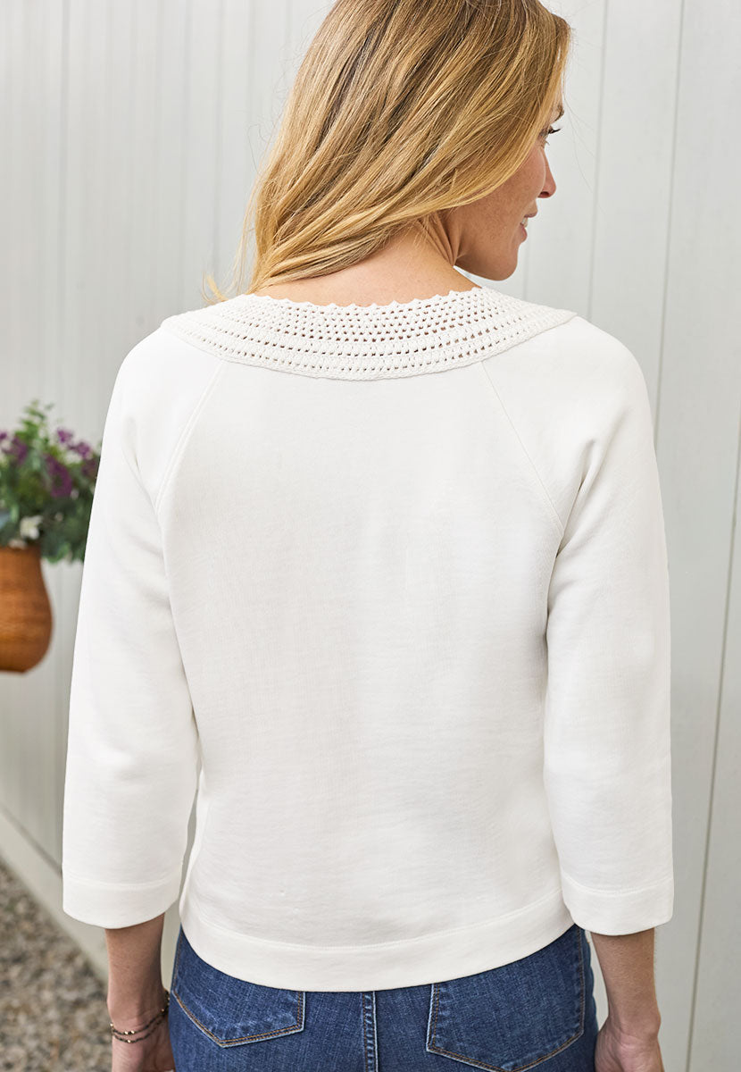 Charlotte Pure Cotton Crochet Top - Ecru