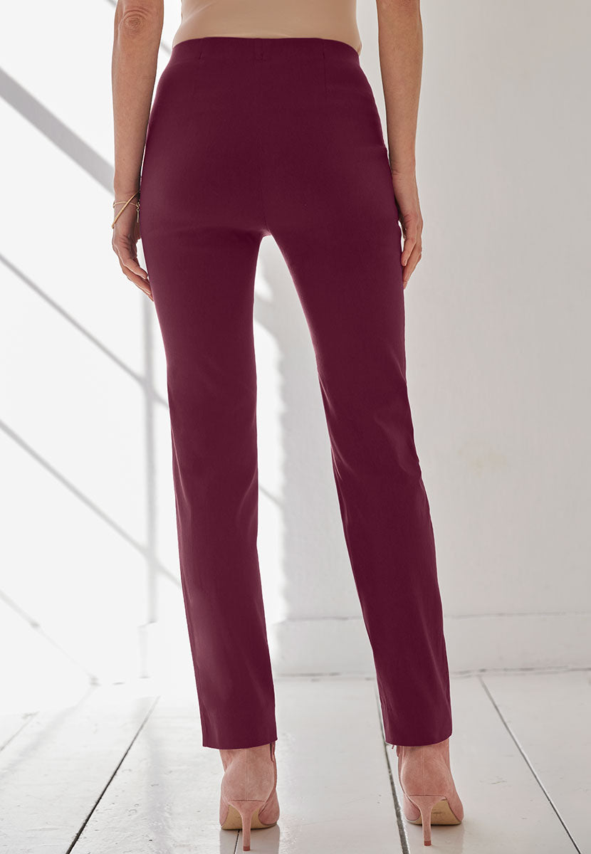 Chloe Fleece Lined Trouser  - Bordeaux Back View