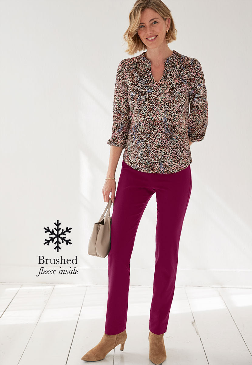 Chloe Fleece Lined Trouser  - Bordeaux