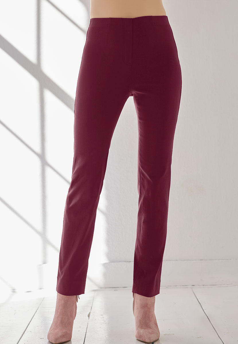 Chloe Fleece Lined Trouser  - Bordeaux Front Alt View
