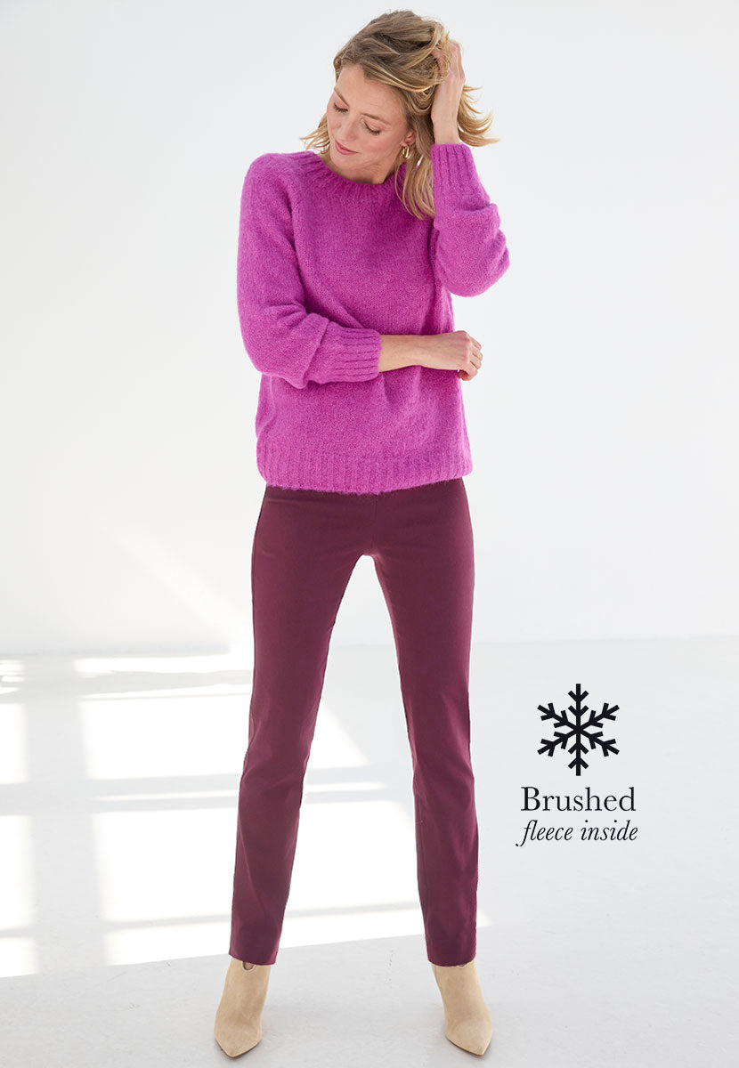 Chloe Fleece Lined Trouser  - Bordeaux